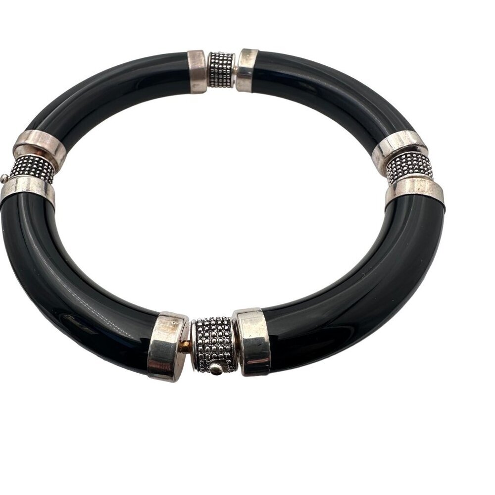 Sterling Silver Womens Bracelet Black Onyx Interchangeable Gift Idea for Her